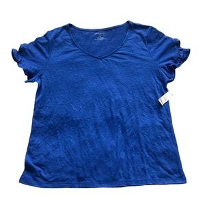 Talbots NWT Blue Ruffled Short Sleeve T-Shirt